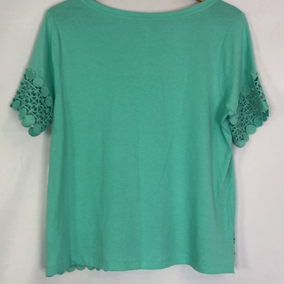 A.N.A Cockatoo Green  Short Sleeve Embellished Lace Size L - Picture 6 of 11